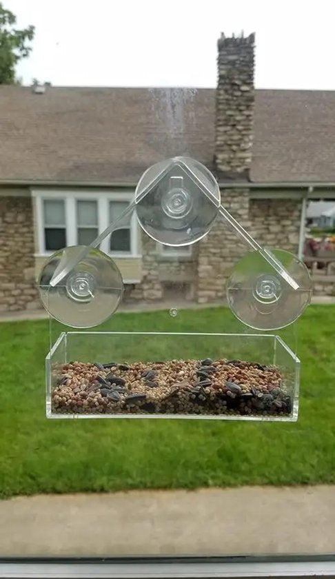 AUM® Raamvoederhuis – 2 Stuks – Vogelvoederhuisje voor Kleine Vogels - Raam Vogelhuisje - Transparant - Met Zuignappen - Voederplek