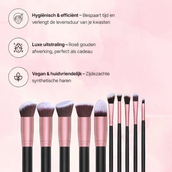 AUM® Make up Kwasten Set - 16 Delig - Luxe Make-Up - Rosé Goud