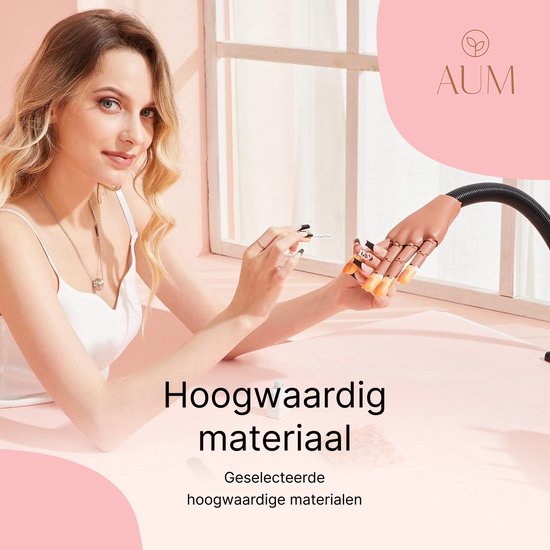 AUM® Oefenhand voor nagels – Inclusief 7 Gratis Acryl Penselen + 100 Oefennagels + Tafelklem – Flexibele Hand op Ware Grootte