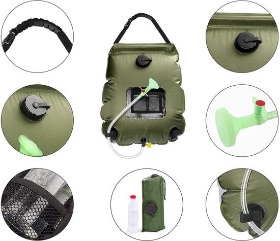 AUM® Solar Douchezak 20L - Camping Douche Buiten met Thermometer - Outdoor Survival, Tuindouche, Noodpakket