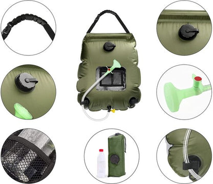 AUM® Solar Douchezak 20L - Camping Douche Buiten met Thermometer - Outdoor Survival, Tuindouche, Noodpakket
