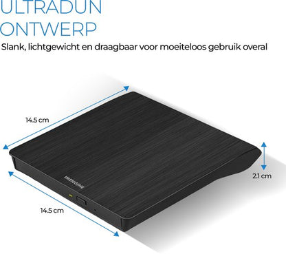 IMENGINE® externe cd dvd speler en brander – USB-A & USB-C aansluiting – USB 3.0 Brander & Lezer – Plug & Play – Voor Laptop & PC – Windows, Mac & Linux
