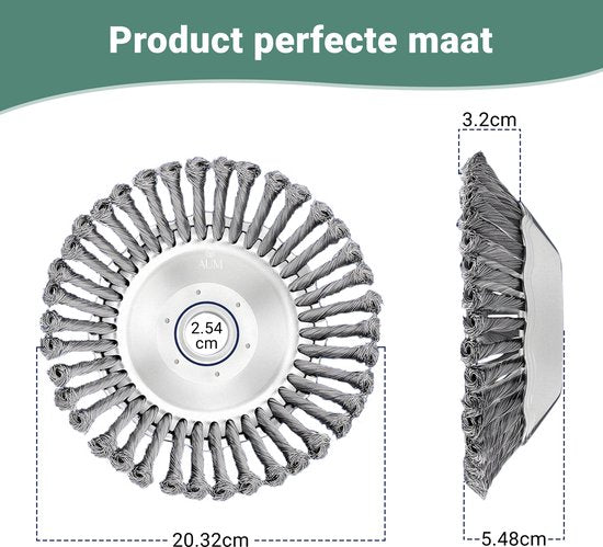 AUM® Onkruidborstel voor Bosmaaier – 20 cm Stalen Voegenborstel – Universele Onkruidverwijderaar met Adapterset – Geschikt voor Grastrimmer – Max 10.000 t/min