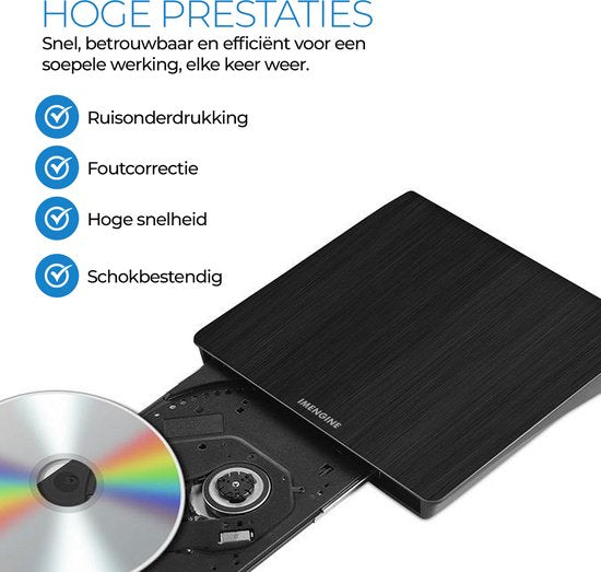 IMENGINE® externe cd dvd speler en brander – USB-A & USB-C aansluiting – USB 3.0 Brander & Lezer – Plug & Play – Voor Laptop & PC – Windows, Mac & Linux