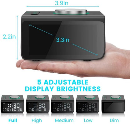 AUM® Digitale Wekkerradio – FM Radio – LED Wekker met Dimbaar Display, Dual Alarm, Snooze & 2 USB-Poorten – Temperatuurweergave – Zwart