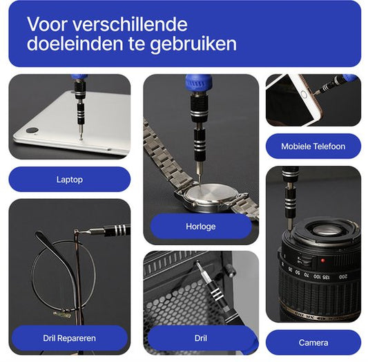 IMENGINE®Precisie Schroevendraaierset Magnetisch - 161 delige - Inclusief siliconen werkmat - Universeel - Gereedschapset- Schroevendraaiers - Torx bitset - Kleine cadeautje - Mini schroevendraaier voor horloge en brillen