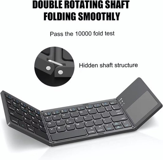 IMENGINE®Opvouwbaar Bluetooth Toetsenbord met Touchpad – Draadloos QWERTY Keyboard – Voor Smartphone, Tablet & Laptop – Lichtgewicht & Compact – Zwart