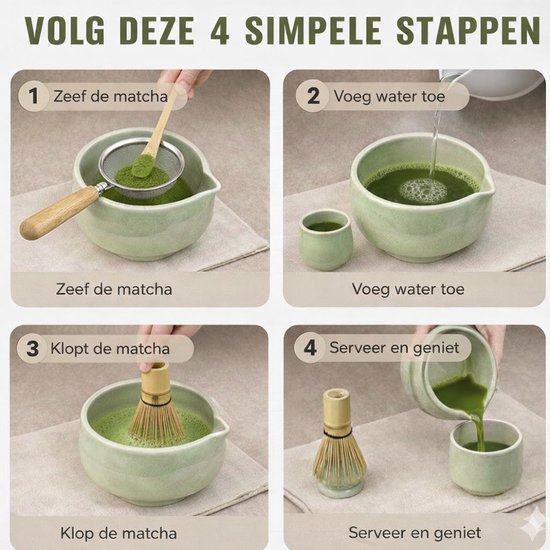 AUM® Matcha Set – inclusief bio matcha poeder - 2 x matcha klopper - matcha kom - valentijn cadeau - Matcha Tea Ceremony Starter Kit