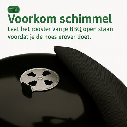 AUM® Barbecue Hoes Rond - Ø57cm - met Trekkoord - Waterdicht & UV-Bestendig - Geschikt voor Weber, Cadac en Meer - BBQ Accessoires - Zwart