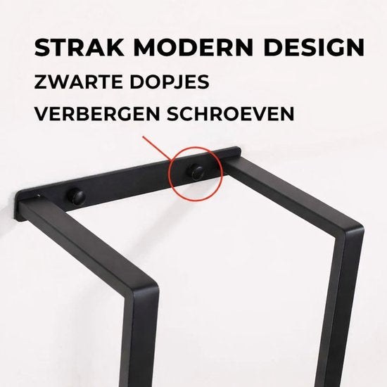 AUM® Handdoekrek – handdoekrek badkamer – Badkamerrek – Handdoekhouder - Zwart – Voor 10+ Handdoeken - 70x20x14 cm