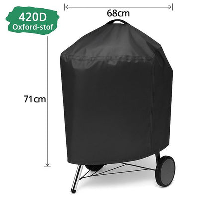 AUM® Barbecue Hoes Rond - Ø57cm - met Trekkoord - Waterdicht & UV-Bestendig - Geschikt voor Weber, Cadac en Meer - BBQ Accessoires - Zwart