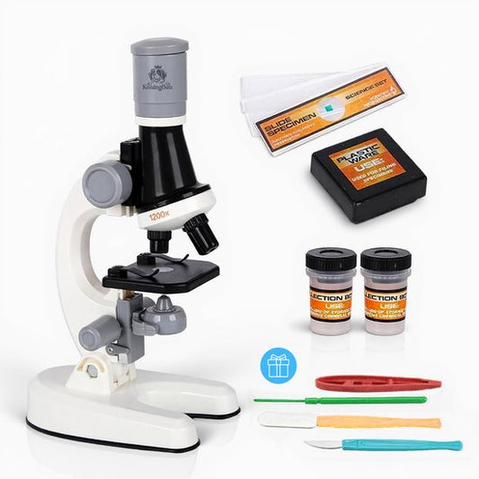 KoningBen® Kinder Microscoop - microscoop voor kinderen - microscoop set - Educatief, Verstelbaar, Vergrotingen tot 1200x - LED Verlichting - Cadeau - Educatief Speelgoed - Jongens & Meisjes - kerstcadeaus kinderen