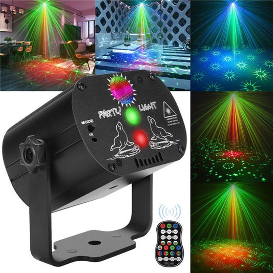 IMENGINE®Discolamp - DJ Laser Lichtshow – Party Lights - 60+ RGB Lichtpatronen – Geluidsreactief – LED & Strobe-effecten – Inclusief Afstandsbediening – Voor Feest, DJ, Podium & Dansvloer