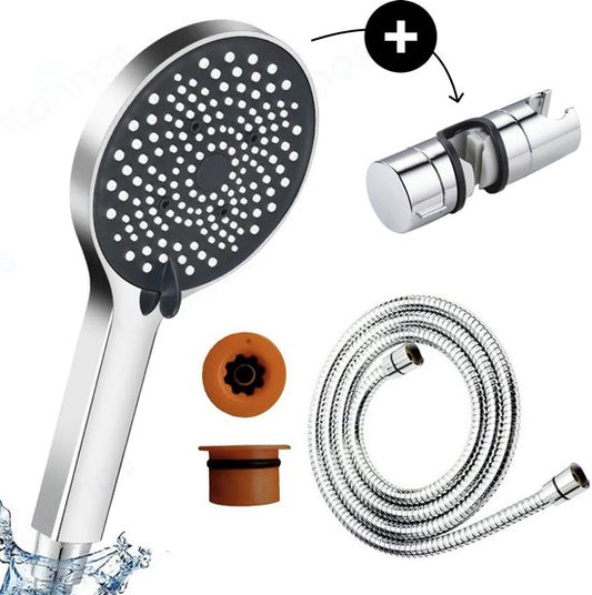 AUM® Douchekop met Slang - Inclusief Douchehouder - Regendouchekop - 13cm - 3 Sproeistanden - Chroom