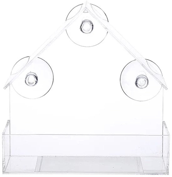AUM® Raamvoederhuis – 2 Stuks – Vogelvoederhuisje voor Kleine Vogels - Raam Vogelhuisje - Transparant - Met Zuignappen - Voederplek