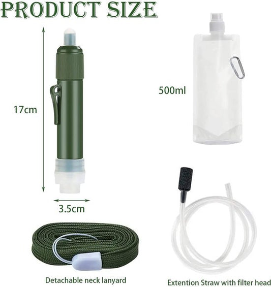 Waterfilters Survival - Waterfilter - 4000L - Survival Waterfilter Voor Outdoor En Camping - Personal Water Filter Straw - Waterzuiveringsapparaat - Waterfilter Noodpakket - Water Filter - BPA-Vrij - Complete Set
