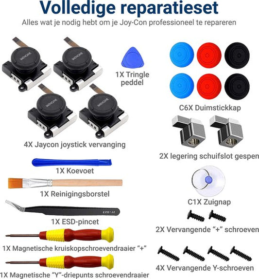 IMENGINE®Joy-Con Reparatieset 25-in-1 – Voor Nintendo Switch & Switch Lite – Incl. Joysticks, Tools & Onderdelen – Voor reparatie van 4 Joy-cons - Nintendo switch Accessoires