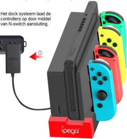iPega Docking Station - Geschikt voor vier Nintendo Switch joy-cons