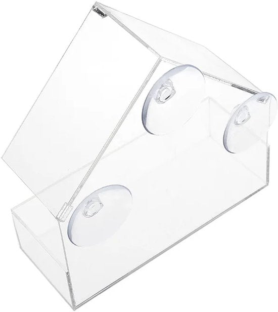 AUM® Raamvoederhuis – 2 Stuks – Vogelvoederhuisje voor Kleine Vogels - Raam Vogelhuisje - Transparant - Met Zuignappen - Voederplek