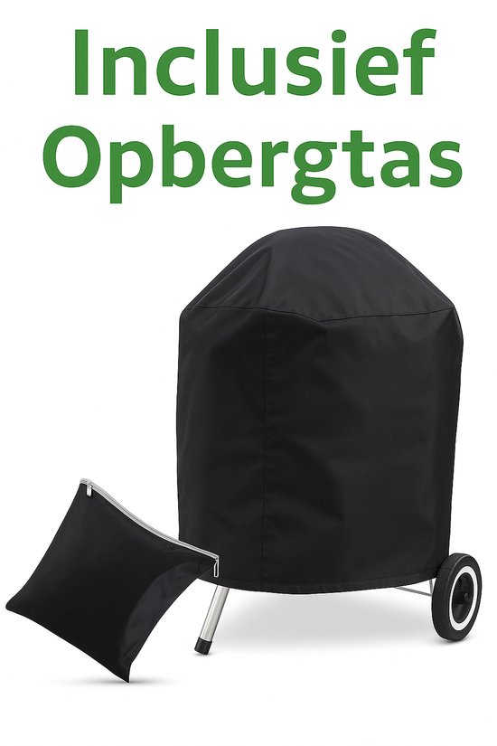 AUM® Barbecue Hoes Rond - Ø57cm - met Trekkoord - Waterdicht & UV-Bestendig - Geschikt voor Weber, Cadac en Meer - BBQ Accessoires - Zwart